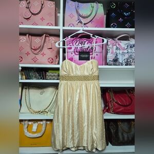 Elegant Gold Strapless Dress